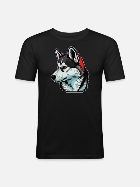 Husky Dog - Men's Slim Fit T-Shirt - black