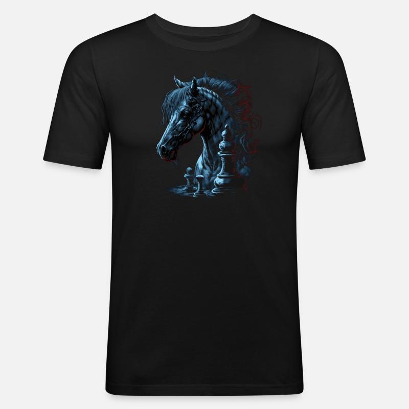 Springer Schach Pferd - Männer Slim Fit T-Shirt - Schwarz