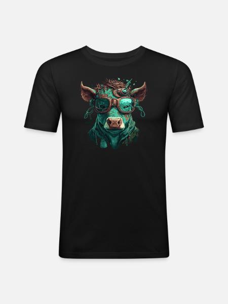 A steampunk cow - Men's Slim Fit T-Shirt - black