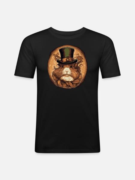Cochon d’Inde Steampunk - T-shirt près du corps Homme - noir