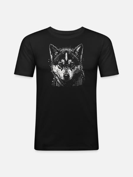 Chiot Husky - T-shirt près du corps Homme - noir