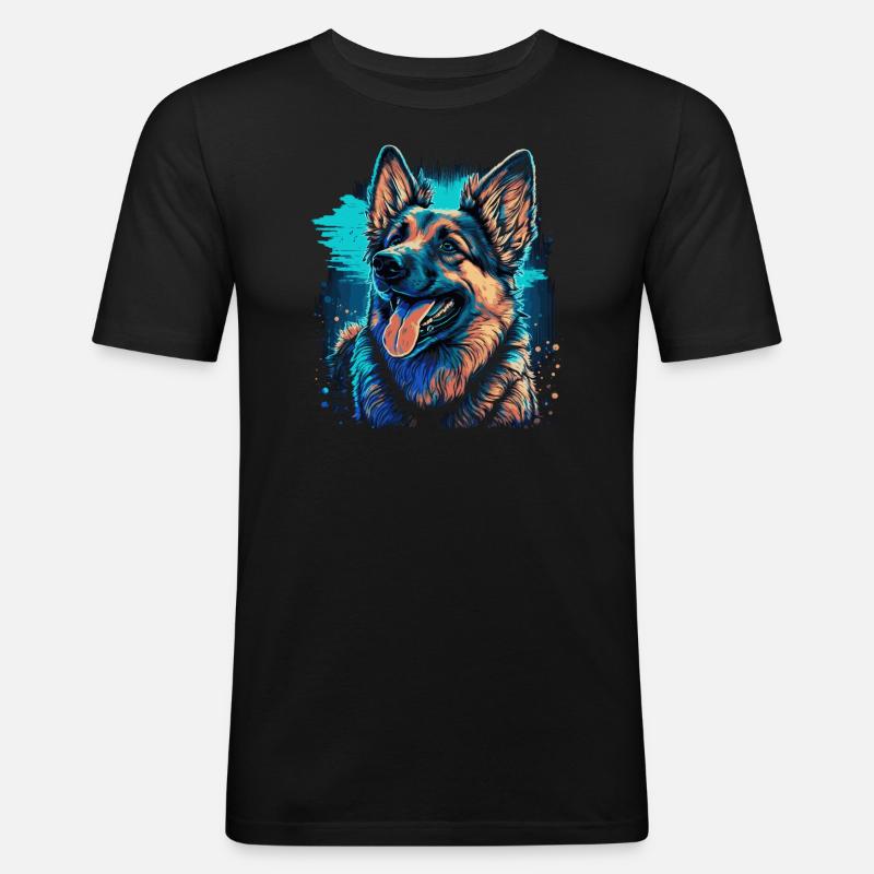 Deutscher Schäferhund - Männer Slim Fit T-Shirt - Schwarz