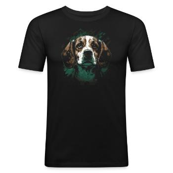 Beagle Hund - Männer Slim Fit T-Shirt - Schwarz - Vorne - Nik (191cm)