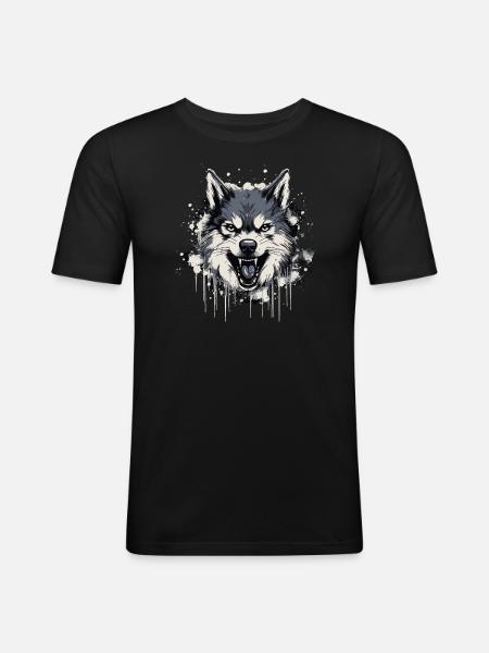 Husky Dog - Männer Slim Fit T-Shirt - Schwarz