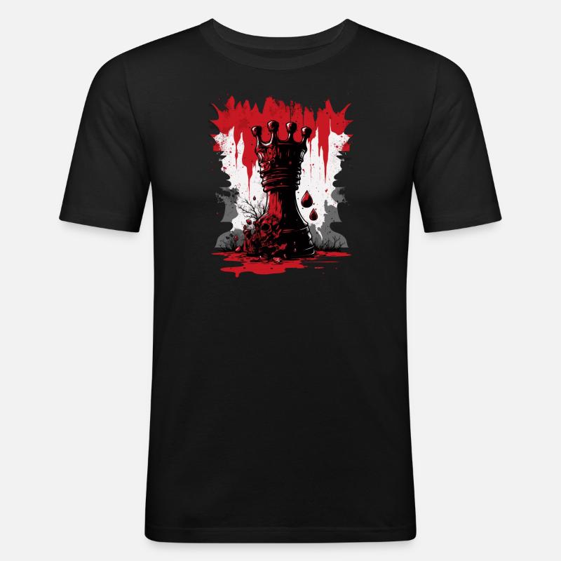 König Schach - Männer Slim Fit T-Shirt - Schwarz