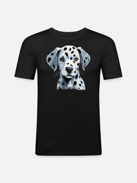 Chiot dalmatien mignon - T-shirt près du corps Homme - noir