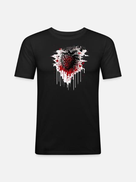 Fraise - T-shirt près du corps Homme - noir
