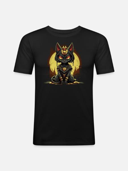 Pharaoh Temple Cat - Men's Slim Fit T-Shirt - black