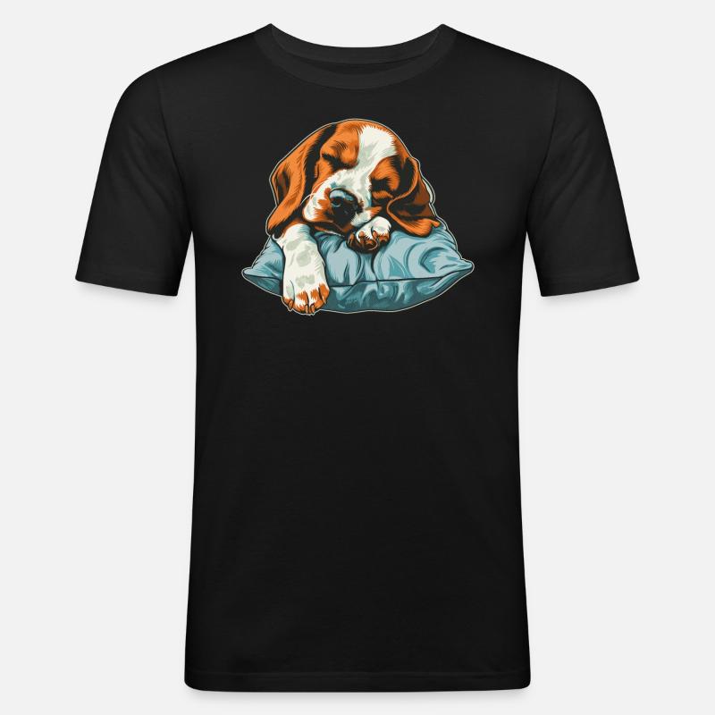 Schlafender Beagle - Männer Slim Fit T-Shirt - Schwarz
