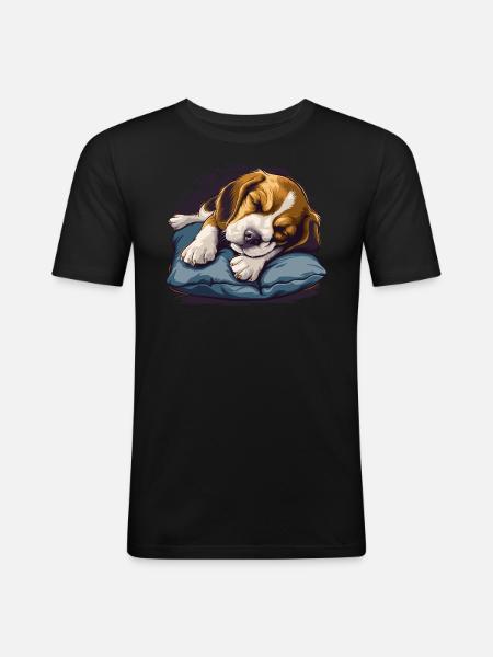 Sleeping Beagle - Men's Slim Fit T-Shirt - black
