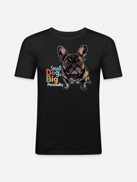 Bouledogue français mignon - T-shirt près du corps Homme - noir