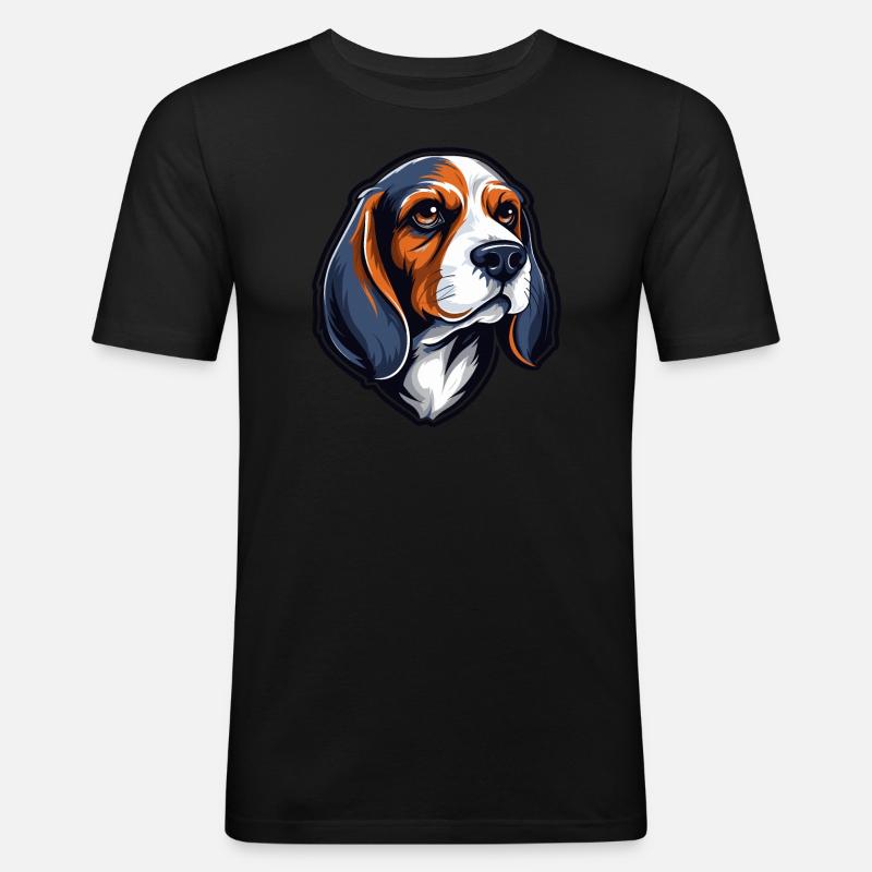 Beagle Hund - Männer Slim Fit T-Shirt - Schwarz