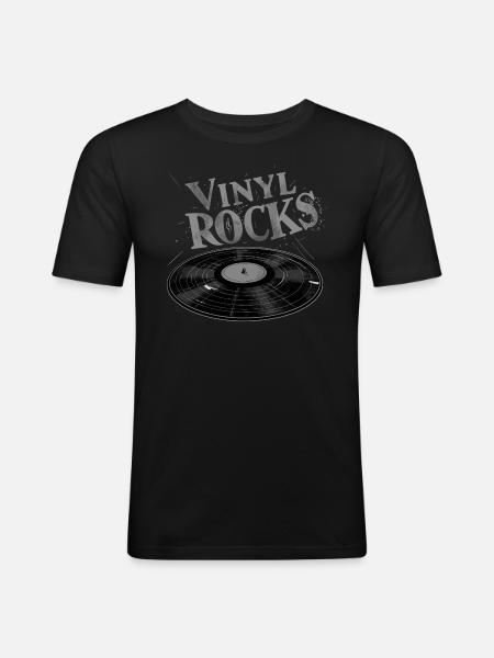 Vinyl Rocks - Men's Slim Fit T-Shirt - black