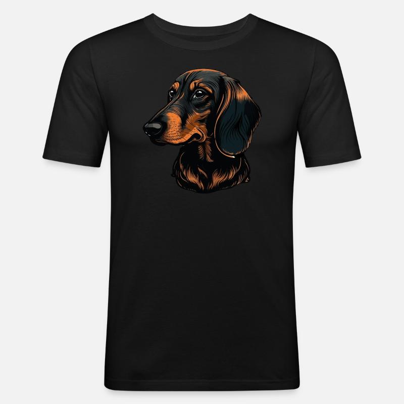 Dackel - Männer Slim Fit T-Shirt - Schwarz