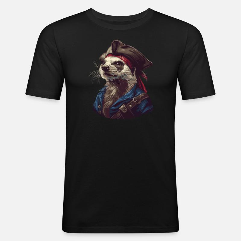 Frettchen Pirat - Männer Slim Fit T-Shirt - Schwarz