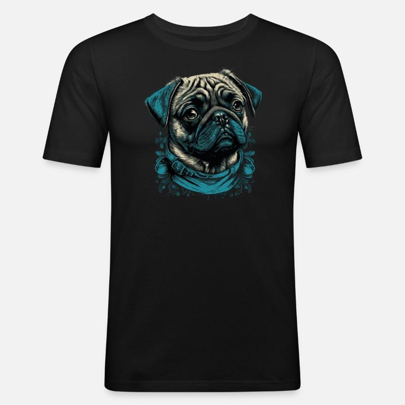 Kleiner Mops - Männer Slim Fit T-Shirt - Schwarz