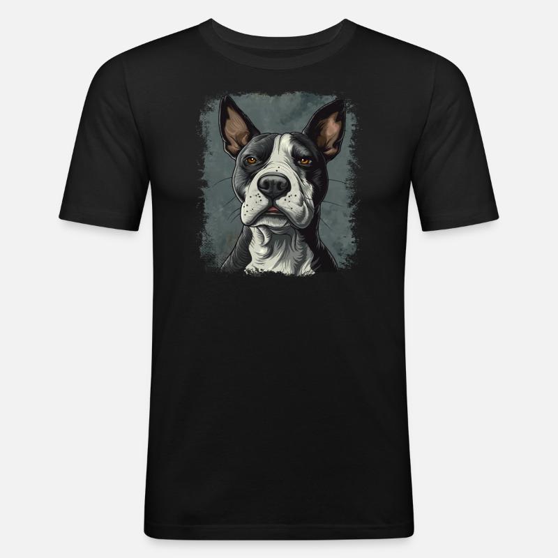 Bullterrier - Männer Slim Fit T-Shirt - Schwarz