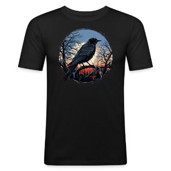 Rabe - Männer Slim Fit T-Shirt - Schwarz - Vorne - Nik (191cm)