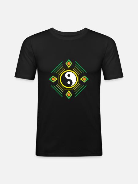 Yin yang - Männer Slim Fit T-Shirt - Schwarz