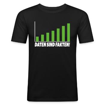 Daten sind Fakten - Männer Slim Fit T-Shirt - Schwarz - Vorne - Nik (191cm)