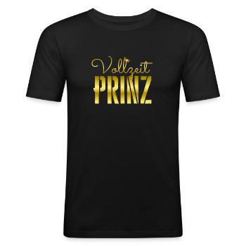 Vollzeit Prinz - Männer Slim Fit T-Shirt - Schwarz - Vorne - Nik (191cm)