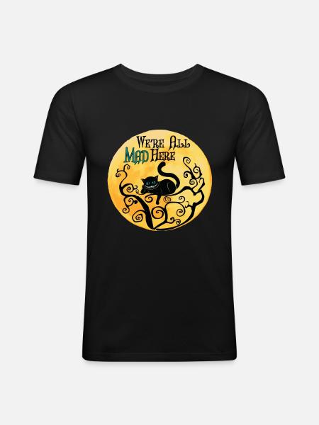 We're All Mad Here - Cheshire Cat - Men's Slim Fit T-Shirt - black