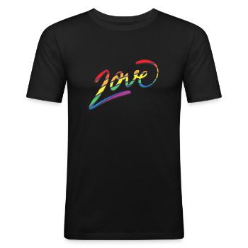 Amour même sexe gay fierté lesbienne - T-shirt près du corps Homme - noir - Devant - Nik (191cm)