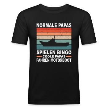 Cooler Papa Boot Geschenk Motorboot Fahren Vater - Männer Slim Fit T-Shirt - Schwarz - Vorne - Nik (191cm)
