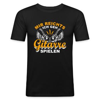 Gitarre Spielen Geschenk Klampfe Spieler Musik - Männer Slim Fit T-Shirt - Schwarz - Vorne - Nik (191cm)