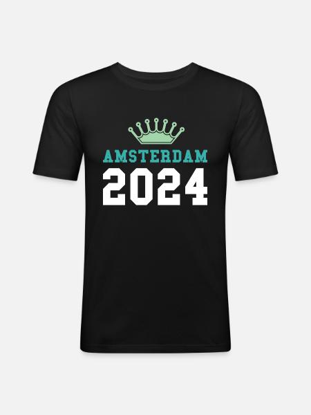 Amsterdam 2024 Krone - Men's Slim Fit T-Shirt - black