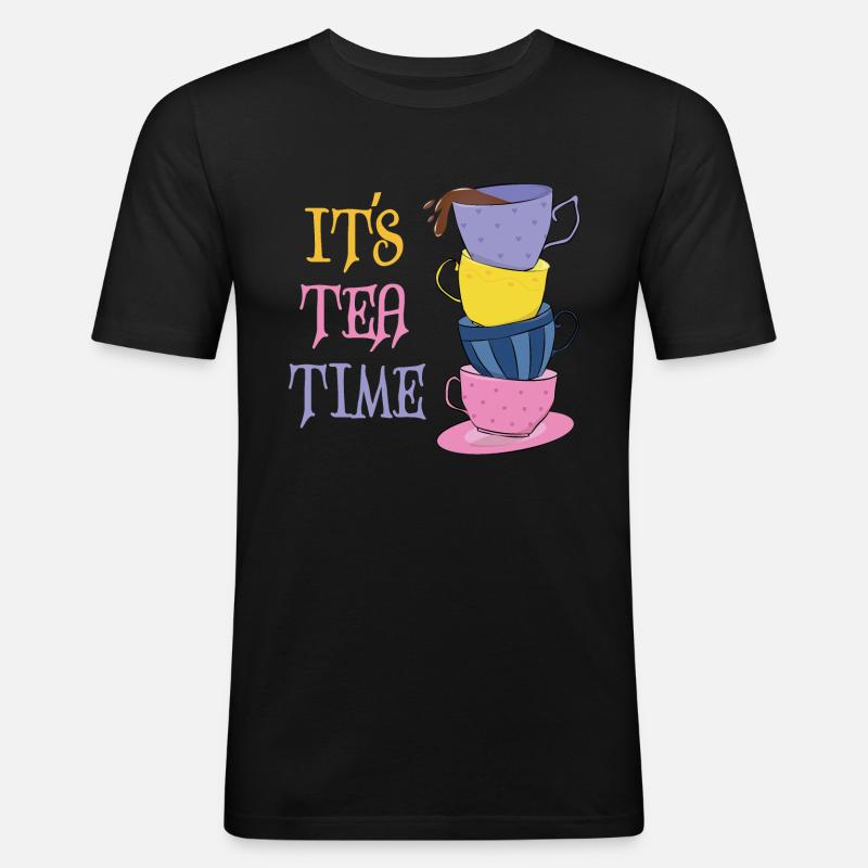 Es ist Teezeit - Männer Slim Fit T-Shirt - Schwarz