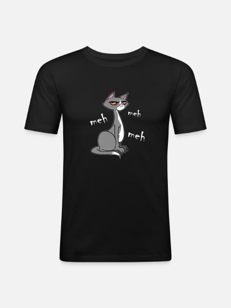 Meh Cat - Men's Slim Fit T-Shirt - black