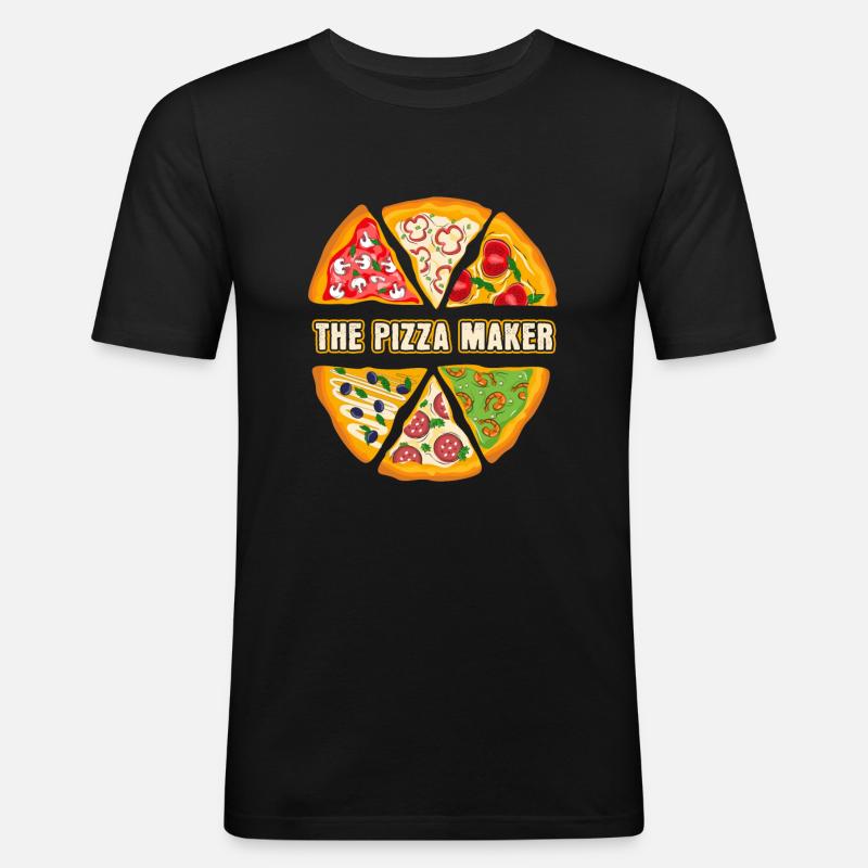 Der Pizzabäcker Pizza - Männer Slim Fit T-Shirt - Schwarz