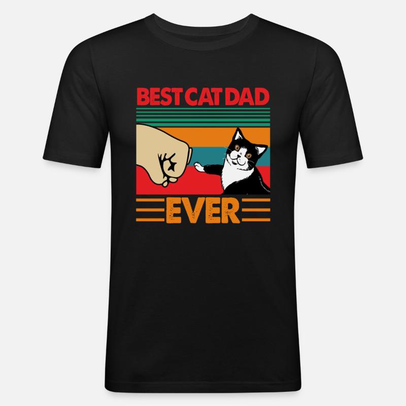 Bester Katzenvater überhaupt - Männer Slim Fit T-Shirt - Schwarz