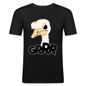 Strauß vogel cool süß wütend GRRR kawaii - Männer Slim Fit T-Shirt - Schwarz - Vorne - Nik (191cm)