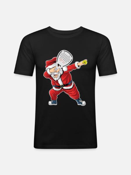 Padel Santa Claus Babbo Natale Padelista - Men's Slim Fit T-Shirt - black