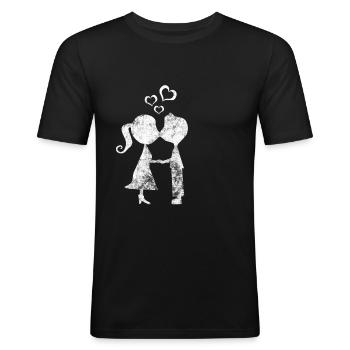 couple - T-shirt près du corps Homme - noir - Devant - Nik (191cm)