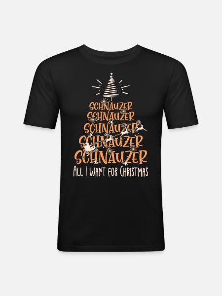 Schnauzer Hund Weihnachten Hunderasse - Männer Slim Fit T-Shirt - Schwarz