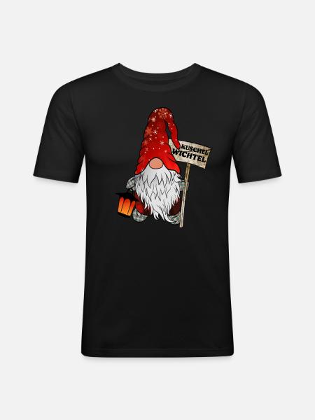 Cuddle Gnome Christmas Gnome - Men's Slim Fit T-Shirt - black
