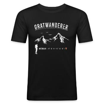 Watzmann Gratwanderer Berchtesgaden - Männer Slim Fit T-Shirt - Schwarz - Vorne - Nik (191cm)