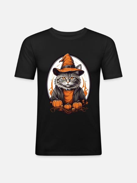 Halloween Cat - Men's Slim Fit T-Shirt - black