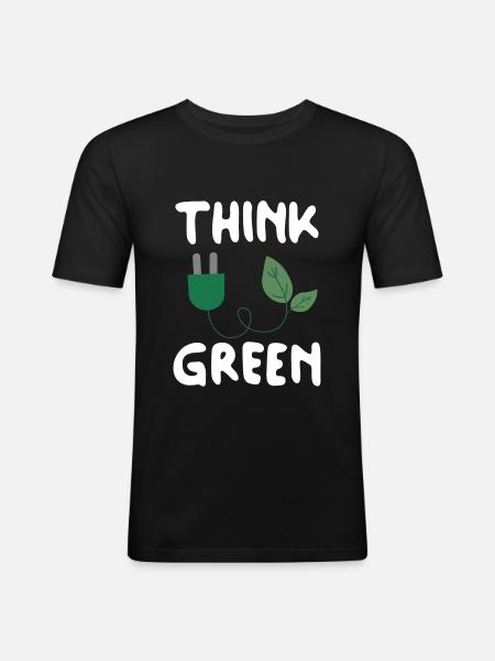 Think Green - Männer Slim Fit T-Shirt - Schwarz