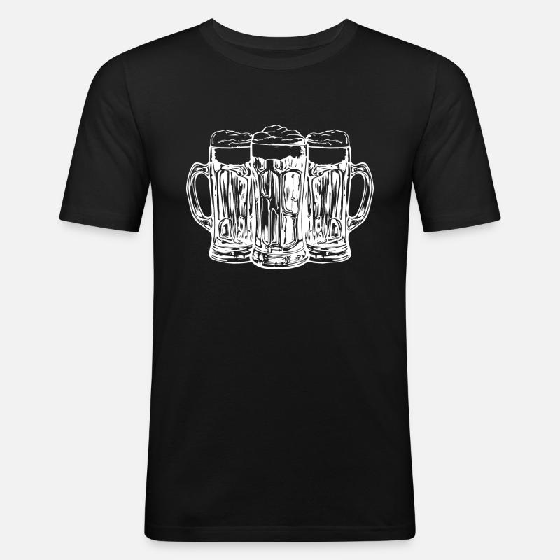Bier Anstoßen - Männer Slim Fit T-Shirt - Schwarz