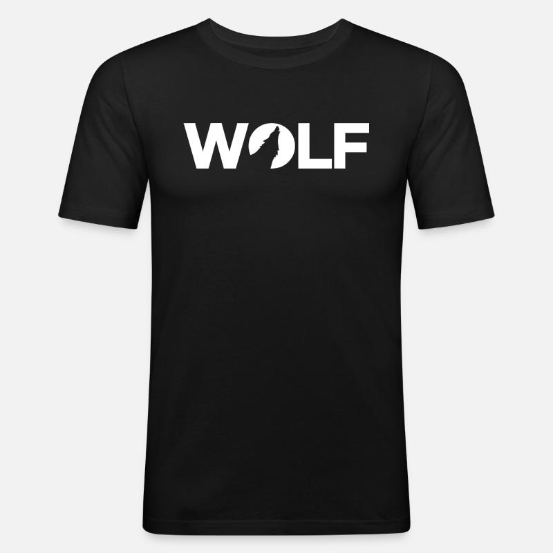 Wolf - Männer Slim Fit T-Shirt - Schwarz