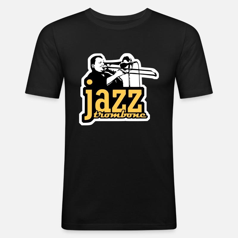 Jazz Posaune - jazz trombone - Männer Slim Fit T-Shirt - Schwarz