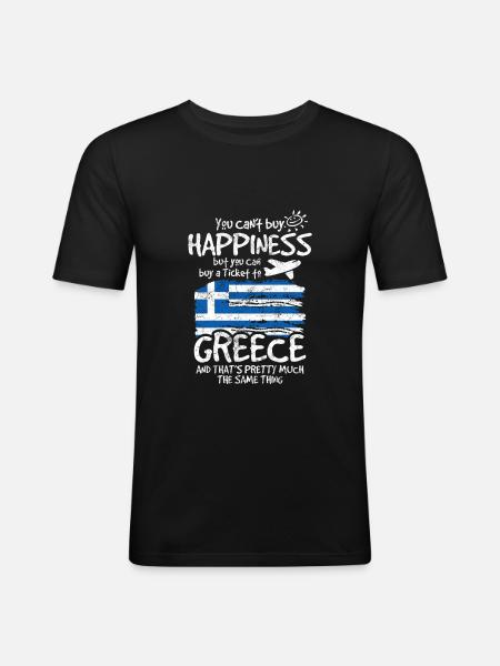 Grèce - T-shirt près du corps Homme - noir