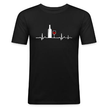 Wine - Men's Slim Fit T-Shirt - black - Front - Nik (191cm)