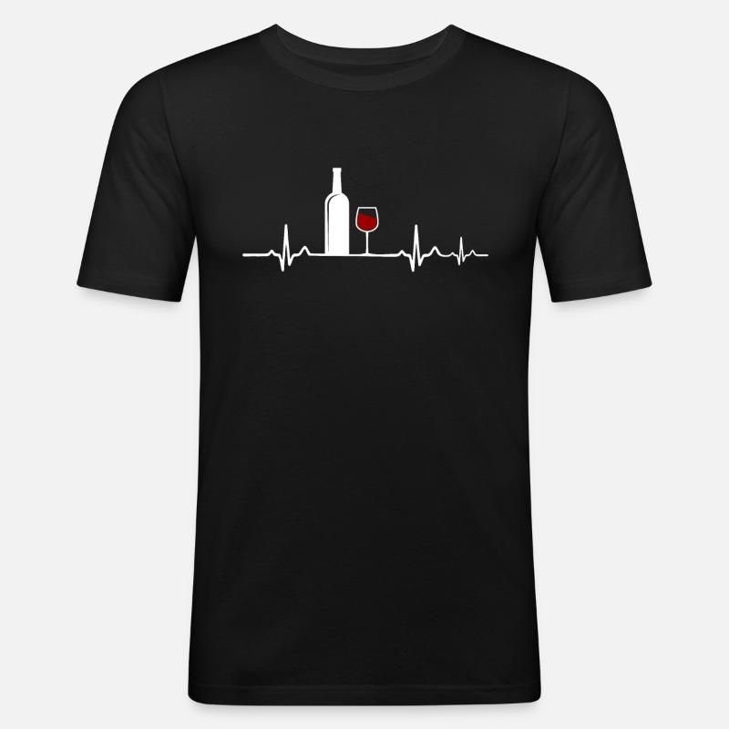 Wein - Männer Slim Fit T-Shirt - Schwarz
