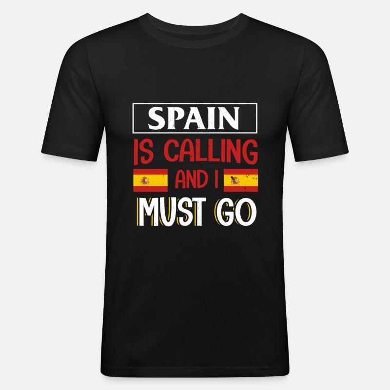 Spanien - Männer Slim Fit T-Shirt - Schwarz