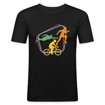 Triathlon - Männer Slim Fit T-Shirt - Schwarz - Vorne - Nik (191cm)